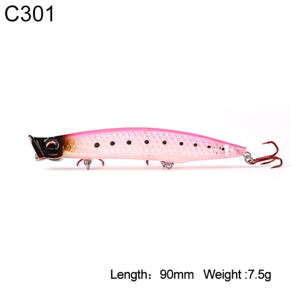 Kingdom Poppers Fishing Lures Hard Bait Topwater 123mm 18.5g,110mm 12.8g,90mm 7.5g Quality Hooks Artificial fish Lure Model 3508