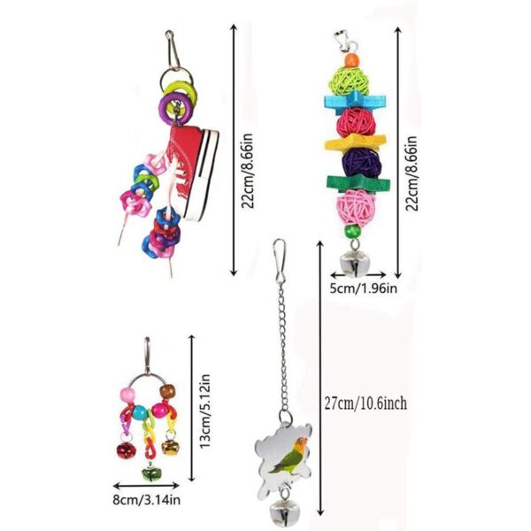 Bird Parrot Swing Toys, 19 Pcs Pet Bird Cage Hammock Shoe Chewing Toy Hanging Bell Wooden Perch for Small Parrots
