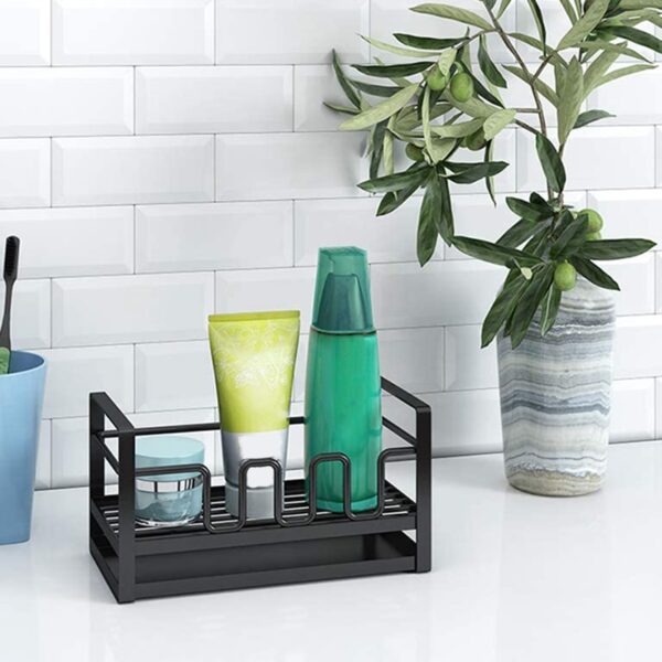 Sink Caddy Organizer Countertop Sponge Brush Soap Holder with Drain Pan for Kitchen,Cleaning Brush Organizer Rack