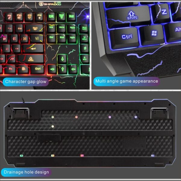 LED Luminous Gaming Keyboard Mouse Combos USB Wired Gamer Kit Backlight Waterproof Multi-Media Keyboard And Mouse Set For PC