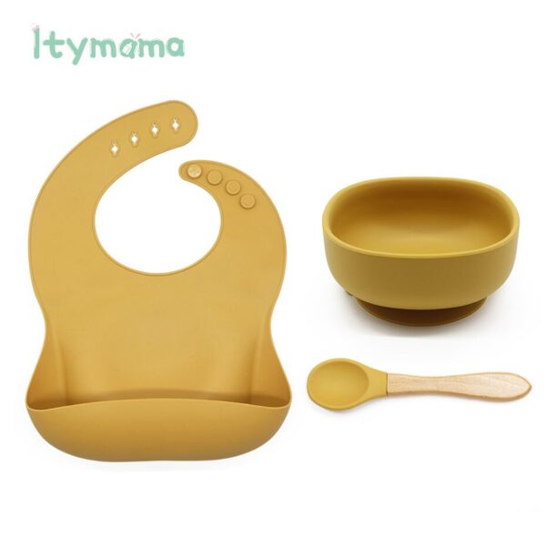 Baby Silicone Feeding Plate Platos Set Baby Bibs Suite Fashionable Children's Dishes Bowl Baby Tableware BPA Free Baby Plate