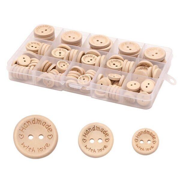 140Pcs Multi-Size Natural Color 2 Hole Wooden Buttons Handmade Sewing Accessories Buttons Decoration Button for Clothes