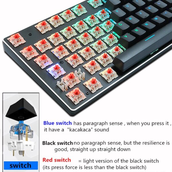 Gaming Mechanical Keyboard Blue Red Switch USB RGB/Mix Backlit Wired Keyboard 87/104 Anti-ghosting For Game Laptop PC Russian US