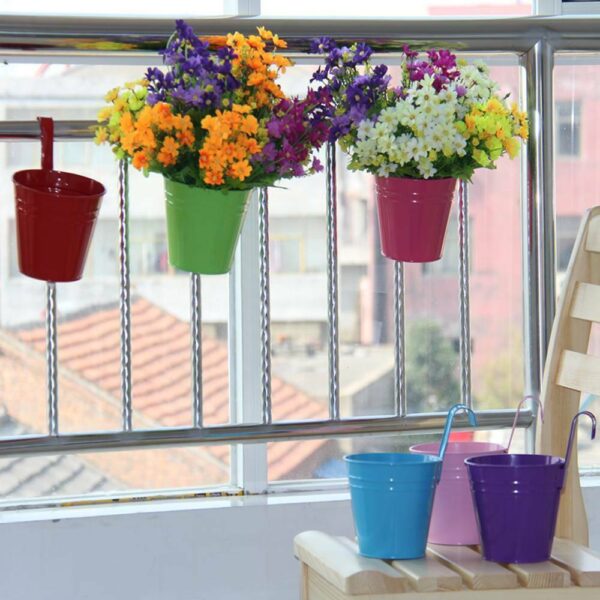 10 Pcs Metal Iron Flower Pot Hanging Planter Removable Plant Pot Wall planter for Home Balcony Garden Decorations Accessories