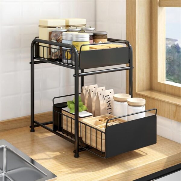Drawer Organizer Cabinet Basket Pull Out Under The Sink Desktop Kitchen Bathroom Storage