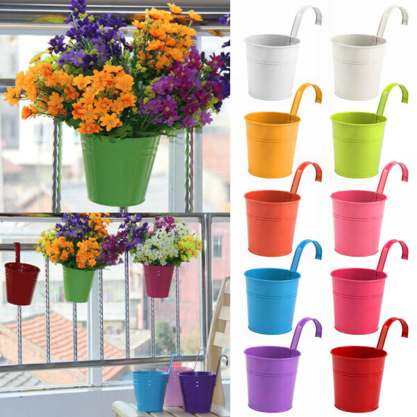 10 Pcs Metal Iron Flower Pot Hanging Planter Removable Plant Pot Wall planter for Home Balcony Garden Decorations Accessories (10pcs China)