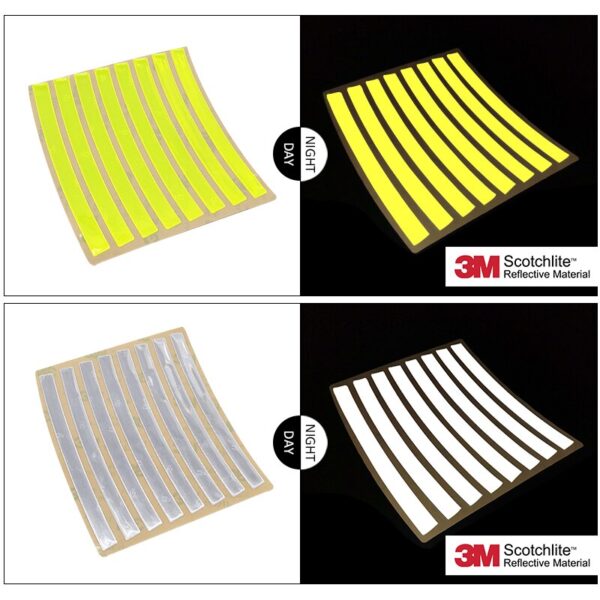 3M High Visibility Reflective Bike Wheel Sticker Self-Adhesive Safety Warning 16pcs