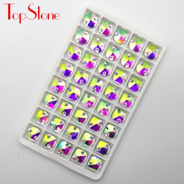 TopStone Rivoli Glass Sew On Rhinestones Crystal AB Sewing Stones for DIY Dress Clothes Crafts Arts 8 10 12 14 16 18 mm