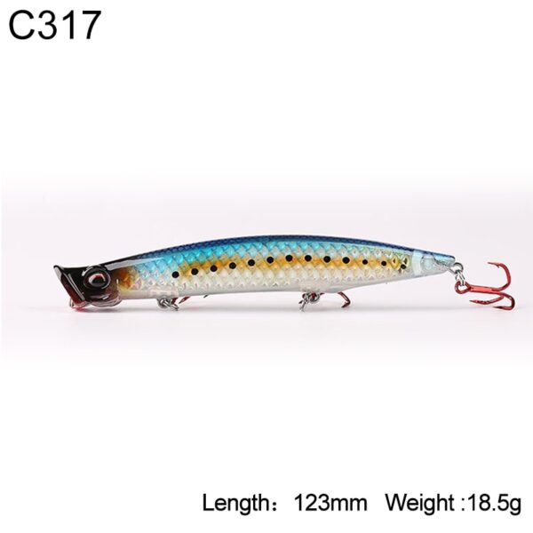 Kingdom Poppers Fishing Lures Hard Bait Topwater 123mm 18.5g,110mm 12.8g,90mm 7.5g Quality Hooks Artificial fish Lure Model 3508