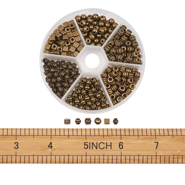 360pc/box 6 compartments Tibetan Style Bead Spacers Mixed Shapes Antique Bronze DIY Jewelry Making Handicrafts Supplies 8x2cm