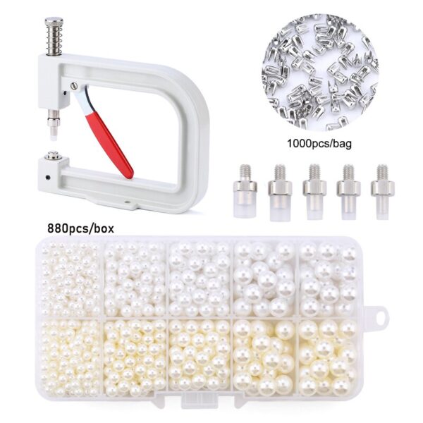 Manual Fixing Pearl Setting Machine Pearl Bead Rivet Setter Tool ABS Round Imitation Pearl Beads 4mm-8mm for Clothes,Crafts