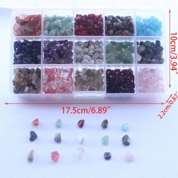 15 Color Assorted Gemstone Beads Irregular Shaped Natural Chips Kits for DIY Craft Bracelets Necklaces Pendant Jewelry Making