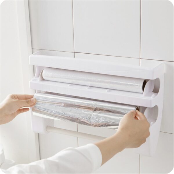 ATUCOHO Store Kitchen Refrigerator Hang Film Storage Cutting Holder Wrap Cutter Tin Sheets Paper Towel Holder Kitchen Shelf Hook