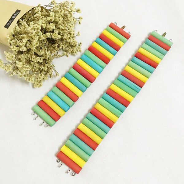 Bird Rainbow Wooden Pet Ladder Bridge Stair Gerbil Hamster Parrot Rodent Rat Toys For Parrot Bird Cage Accessories