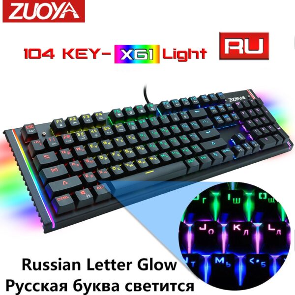 Gaming Mechanical Keyboard Blue Red Switch USB RGB/Mix Backlit Wired Keyboard 87/104 Anti-ghosting For Game Laptop PC Russian US