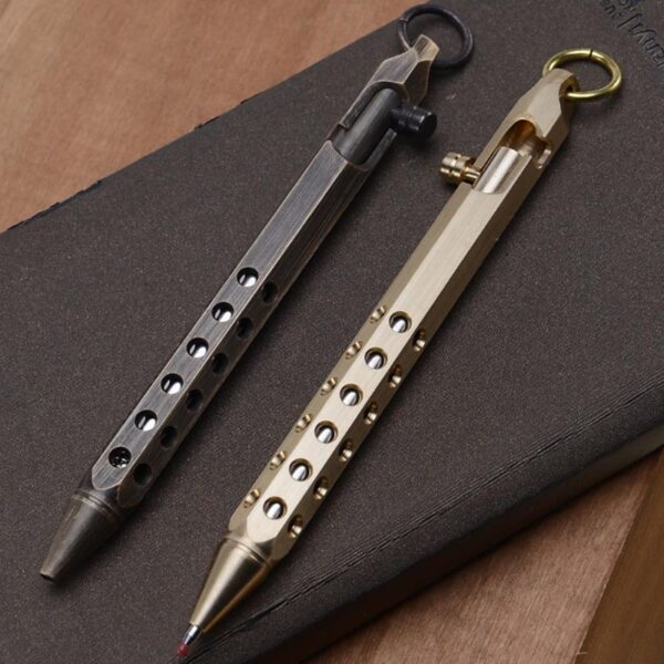 Solid Brass Gel Ink Pen Retro Hexagonal Bolt Action Writing Tool Stationeries