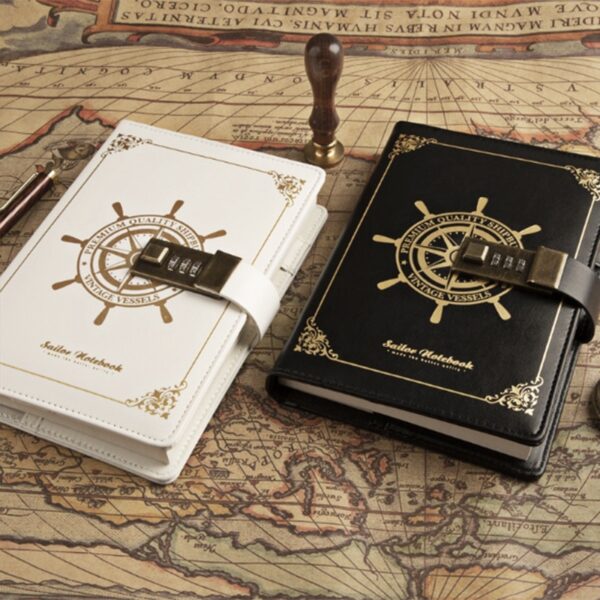 B6 Vintage Notepad Notebook Diary Daily Memos Planner Agenda Notebook Pu Leather Sketchbook with Lock Office Student Password