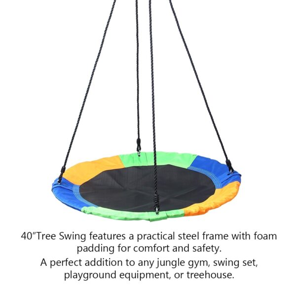 Outdoor 1M 40inch Saucer Rotate Tree Nest Swing 900D 600lbs Flying Giant Rope Round Swing (as picture)