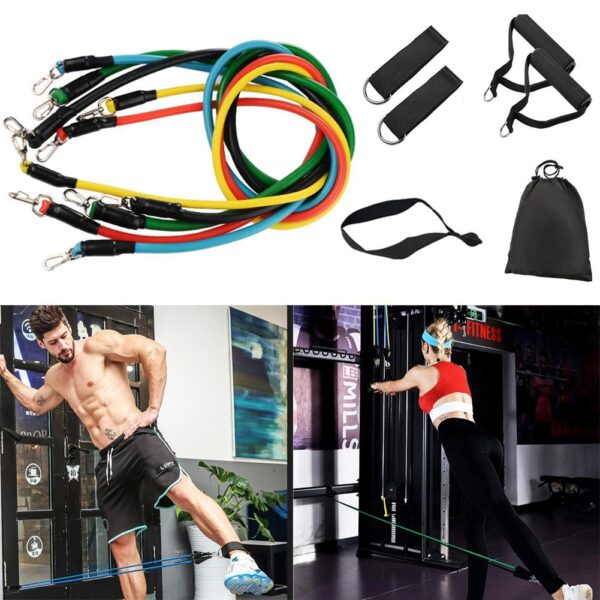 11PCS/Set Pull Rope Set Elastic Tube Resistance Training Device Quality Fitness Equipment Exercise Kit Strength Training Hot