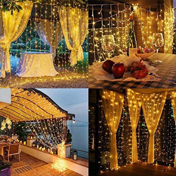 Solar Lamp LED String Lights Outdoor 8 Modes Fairy Curtain Light for Window Christmas Party Patio Garden Garland Holiday Decor
