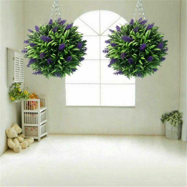 20/25/30CM Artificial Purple Lavender Hanging Topiary Ball Handicraft Wall Decor Artificial Plastic Flower Plant Ball