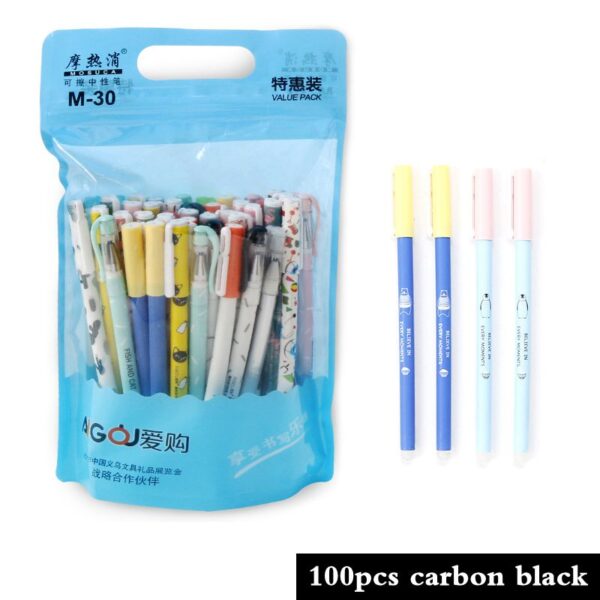 20/40/50/100Pcs/Set Cute Animal Erasable Gel Pens 0.5mm Black Blue Ink Gel Pen Set School&Office Writing Stationery supplies