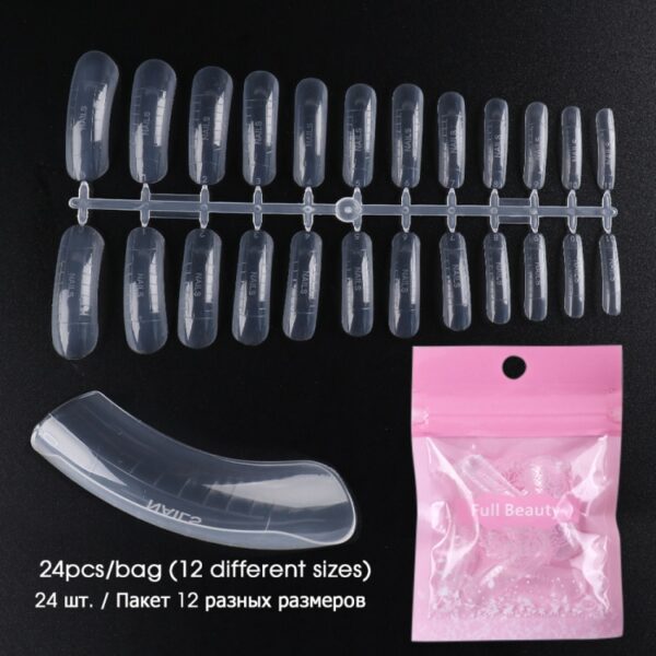24pcs Dual Forms Nail Extension Tools Full Cover Quick Building Mold Tips Clear Fake Nails Clip DIY Manicure Accessories LA1849