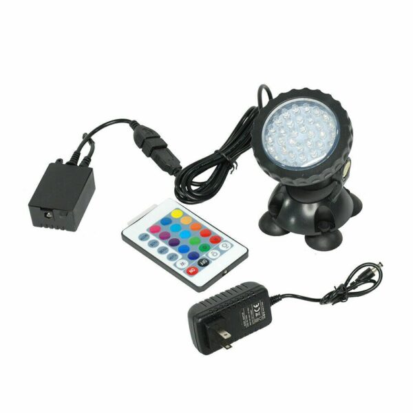 36 LED Submersible RGB Pond Spot Lights Underwater Pool Fountain IP68+IR Remote Fish & Aquatic Pet Lightings Supplies