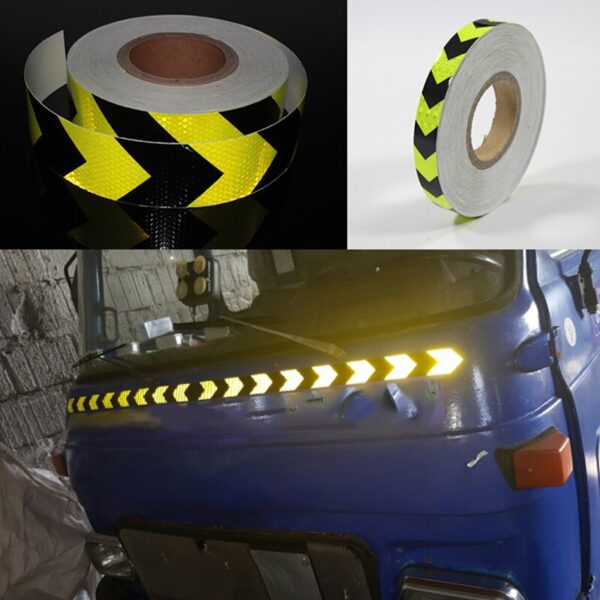 1inchx9m arrow traffic safety sign car safety reflective warning cinta reflejante pvc marking tape 5 colors