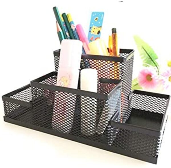 Metal Pen Holder Creative Stationery Desktop Multifunction Desk Organizer Storage Box Pen Container Home Office Supplies