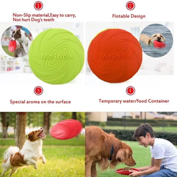 Dog Flying Discs Toy Eco Friendly Soft Rubber Floatable UFO Resistant Bite Chew Disk Puppy Interactive Training Pet Supplies