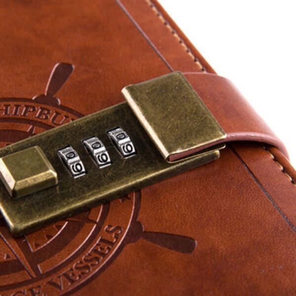 B6 Vintage Notepad Notebook Diary Daily Memos Planner Agenda Notebook Pu Leather Sketchbook with Lock Office Student Password