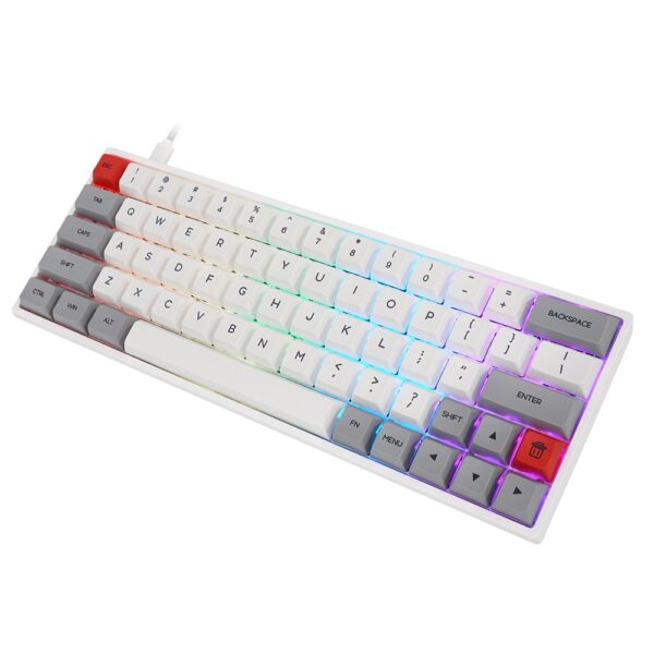 64-Key Keyboard RGB Backlit Mechanical Gaming Keyboard NKRO Bluetooth 5.1 Type-C Dual Mode PBT Keycap Gateron Optical Switch