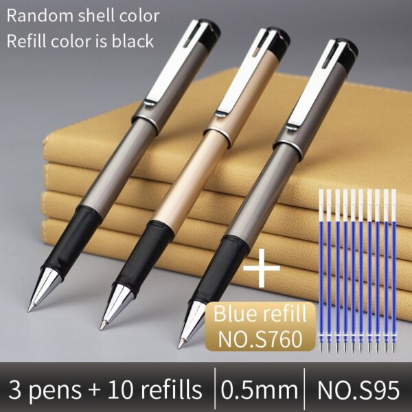 Deli Gel pen Send refill Business Office ABS 0.5 signing pen 0.7 Bold Carbon pen black write 1.0 student Signature pen set