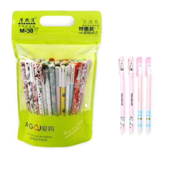 20/40/50/100Pcs/Set Cute Animal Erasable Gel Pens 0.5mm Black Blue Ink Gel Pen Set School&Office Writing Stationery supplies