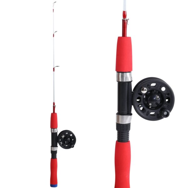 Sougayilang 48cm Mini Ice Fishing Rod Ice Fishing Rod Reel Combo Winter Fishing Pole with Ice Reel Combo Fishing Tackle Tool