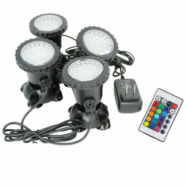 36 LED Submersible RGB Pond Spot Lights Underwater Pool Fountain IP68+IR Remote Fish & Aquatic Pet Lightings Supplies