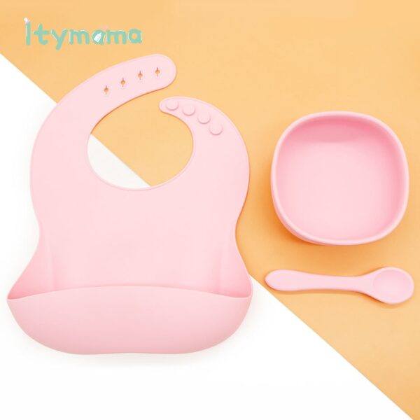 Baby Silicone Feeding Plate Platos Set Baby Bibs Suite Fashionable Children's Dishes Bowl Baby Tableware BPA Free Baby Plate