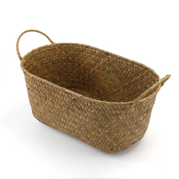Handmade Bamboo Storage Baskets Seagrass Wicker Basket Garden Plant Flower Pot Laundry Basket Container Makeup Rattan Organizer