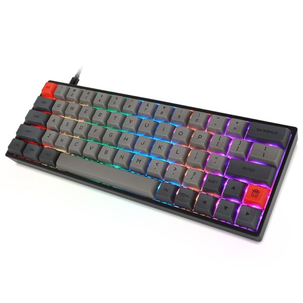 64-Key Keyboard RGB Backlit Mechanical Gaming Keyboard NKRO Bluetooth 5.1 Type-C Dual Mode PBT Keycap Gateron Optical Switch