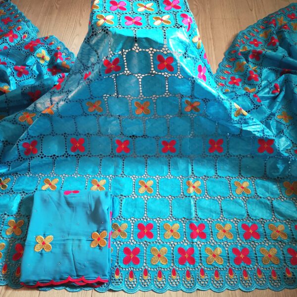 7yards African Bazin Riche Lace Fabric New Design Embroidered High Quality French Lace With Stones Guinea Brocade Fabric