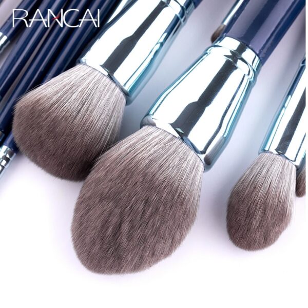 RANCAI 11pcs High Quality Makeup Brushes Set Large Loose Powder Foundation Highlight Contour EyeShadow Oblique Eyebrow Soft Hair