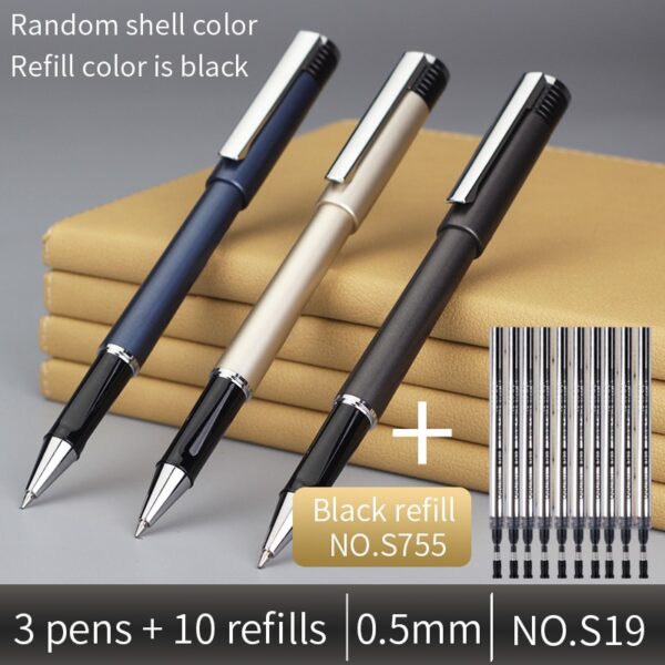 Deli Gel pen Send refill Business Office ABS 0.5 signing pen 0.7 Bold Carbon pen black write 1.0 student Signature pen set