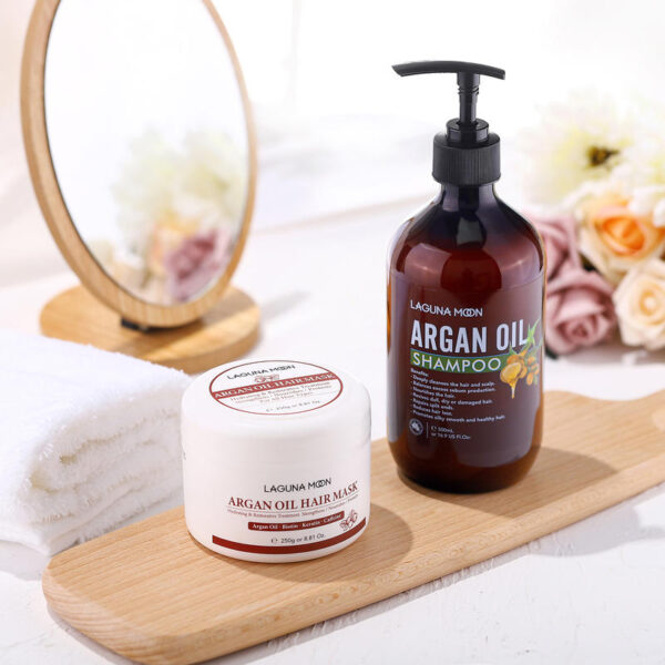 LAGUNAMOON 500ml Argan Oil Shampoos For Hair Growth Shampoo Anti Hair Loss For Women And Men Nourish Moisturize Hair Care (White)