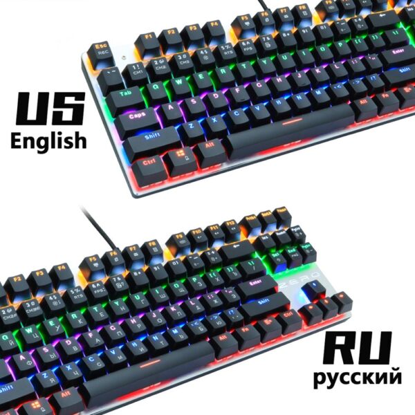 Metoo Gaming mechanical Keyboard Blue/Red/black Switch Anti-ghosting USB wired LED Keyboard Russian/English for Laptop PC gamer