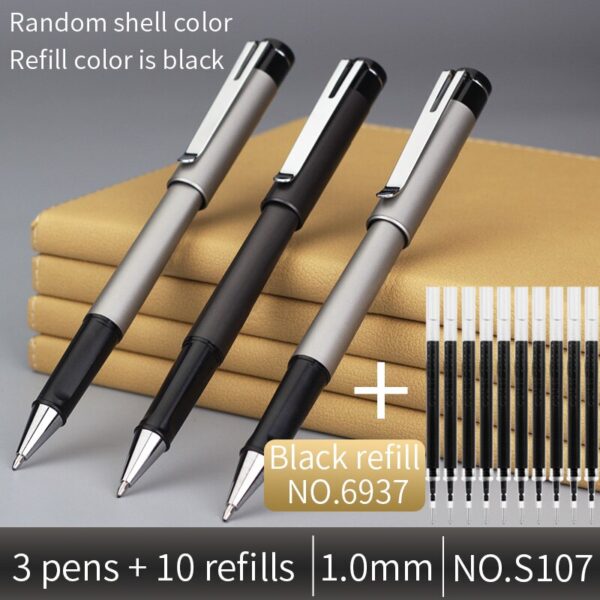 Deli Gel pen Send refill Business Office ABS 0.5 signing pen 0.7 Bold Carbon pen black write 1.0 student Signature pen set