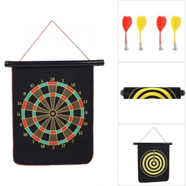 Baby Kids Magnetic Reversible Dartboard Toy Magnet Darts Target Toy Kids Family Outdoor Leisure Sports Dartboard Darts Toy Set (Black)