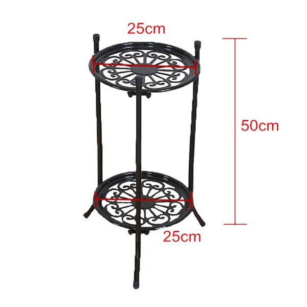 Metal Plant 2 Tier Stand Shelf Black/White Elegant Display Garden Balcony Flower Pot Shelf Rack Holder Home Indoor Decor