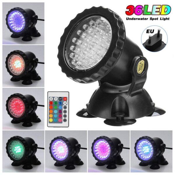RGB 36 LED 1 set 1/2/4 light Waterproof IP68 Underwater Spot Light For Swimming Pool Fountains Pond Water Garden Aquarium