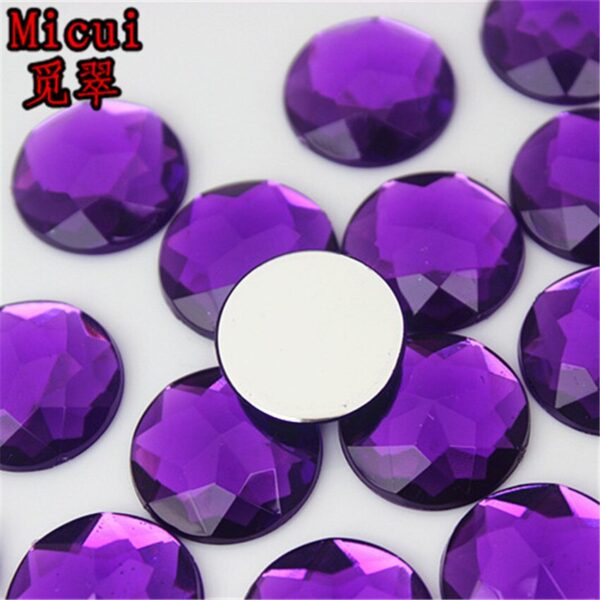 Micui 50pcs 20mm Round Chamfer Acrylic Rhinestones Flatback Glue On Gems Strass Crystal Stone Clothes Dress Craft ZZ751